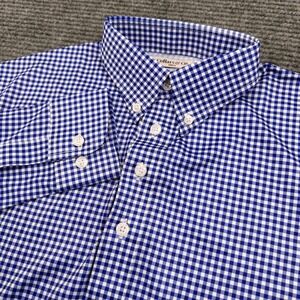 Collars and Co L/S Button Down Polo Men's Size Small Blue White Gingham Check